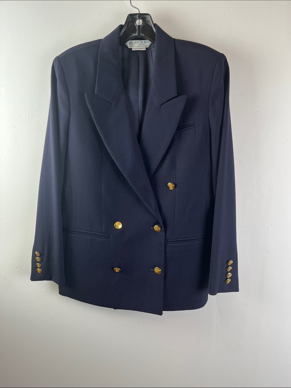 Austin Reed Navy Double-Breasted Blazer with Gold Buttons
